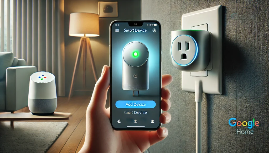 A Google Home smart speaker on a table, showing how to use smart plug with Google Home for easy control of devices.