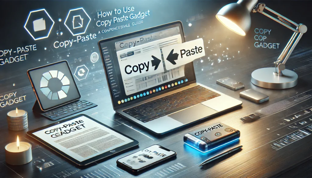 Diagram showing the process of using the copy paste gadget to transfer text from one document to another effectively.