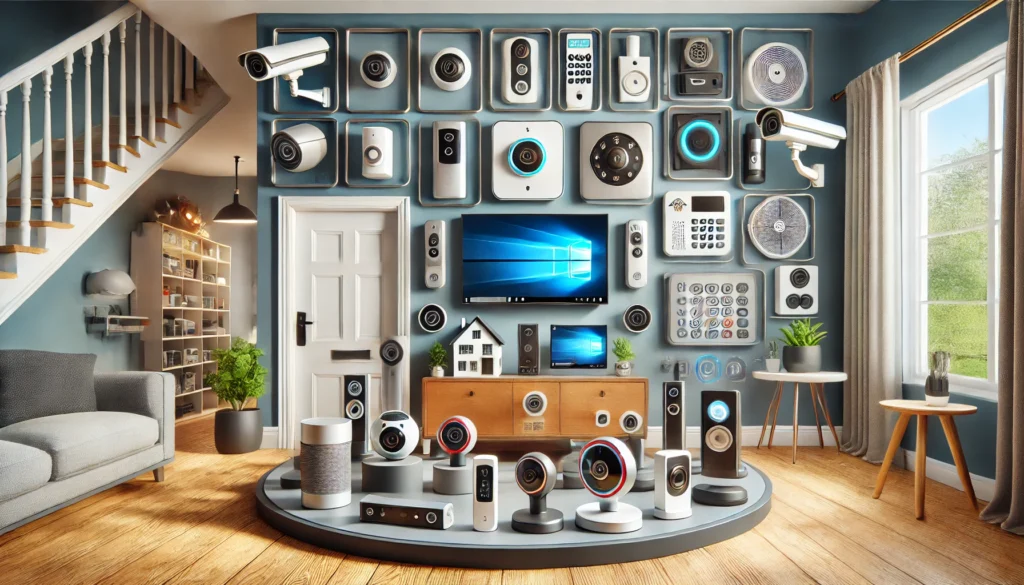 A cozy living room filled with various electronics, showcasing the Top 10+ Security Gadgets for the Home.